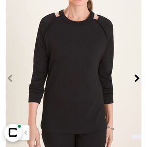 Chico’s Zenergy Cut Out Knit Pullover Top - Black Medium (Chico’s 1) NWT